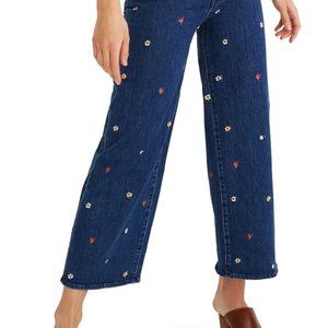 Madewell CROP JEANS: CONFETTI FLORAL EMBROIDERED